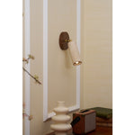 Travertine and Wood Wall Light with E27 Fitting