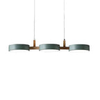 Triple Circular Shade Pendant Light with Wooden Frame