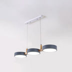 Triple Circular Shade Pendant Light with Wooden Frame