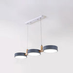 Triple Circular Shade Pendant Light with Wooden Frame