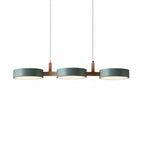 Triple Circular Shade Pendant Light with Wooden Frame