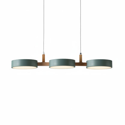 Triple Circular Shade Pendant Light with Wooden Frame5