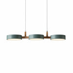 Triple Circular Shade Pendant Light with Wooden Frame