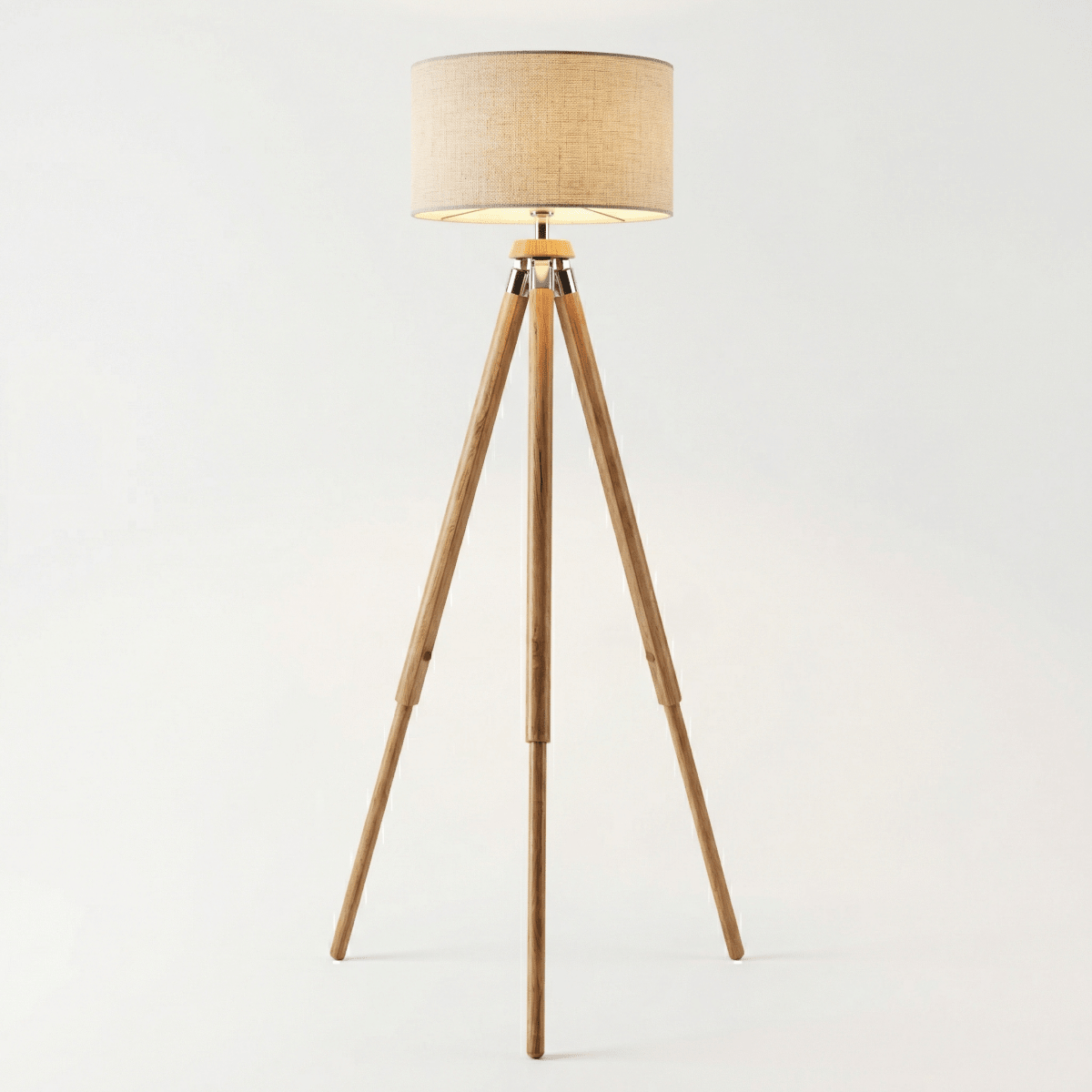 Tripod Floor Lamp with Fabric Shade - Adjustable Height, 60 inches