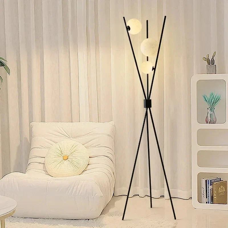 Tripod Moon Lamp with Frosted Glass Shade