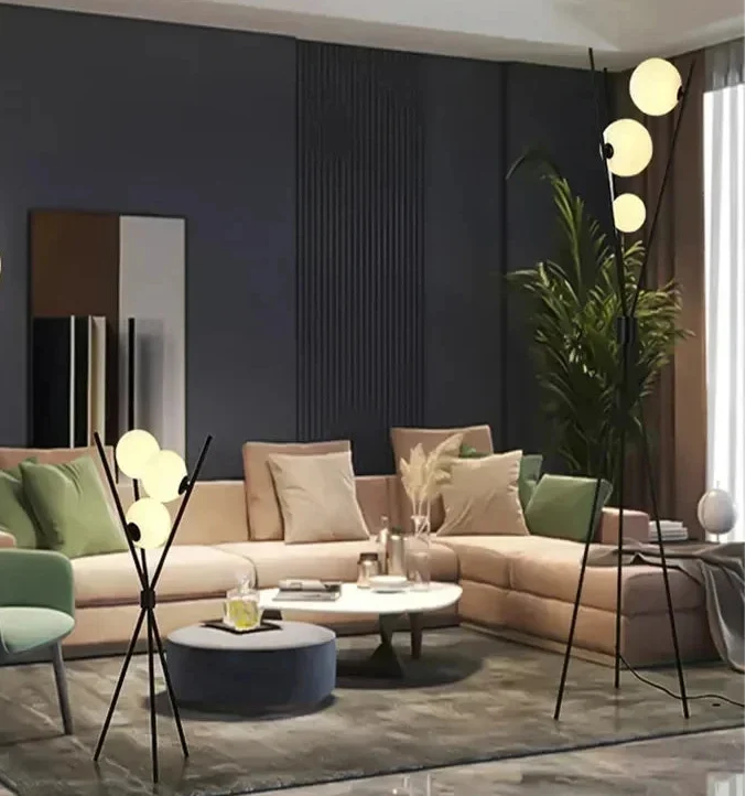 Tripod Moon Lamp with Frosted Glass Shade