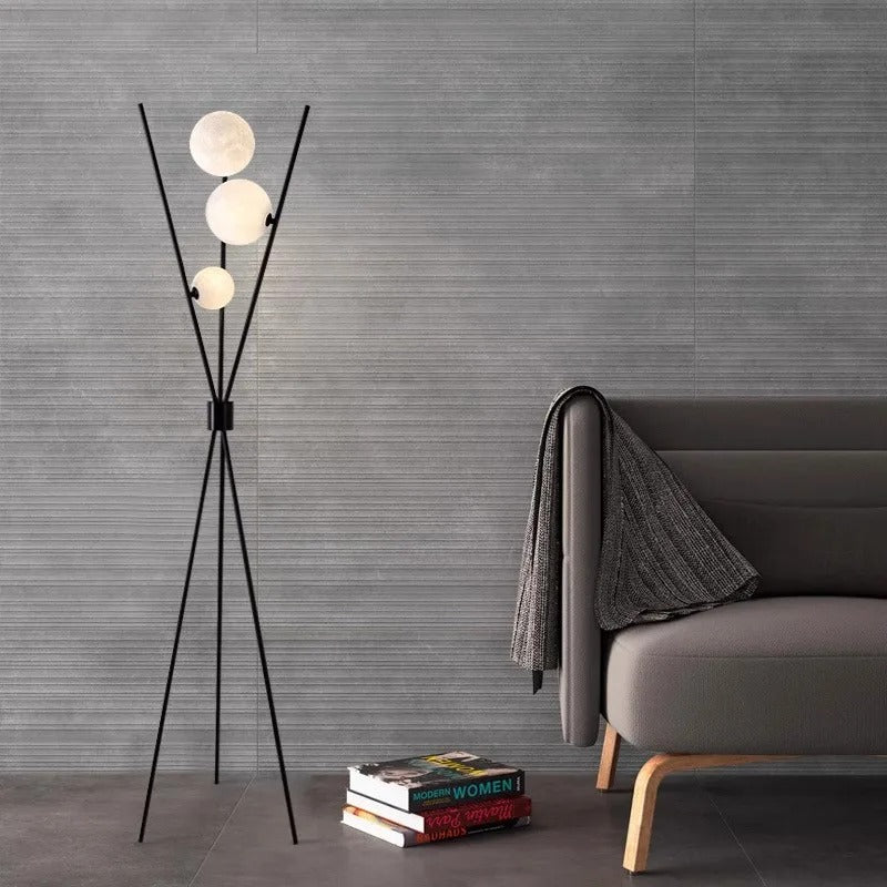 Tripod Moon Lamp with Frosted Glass Shade