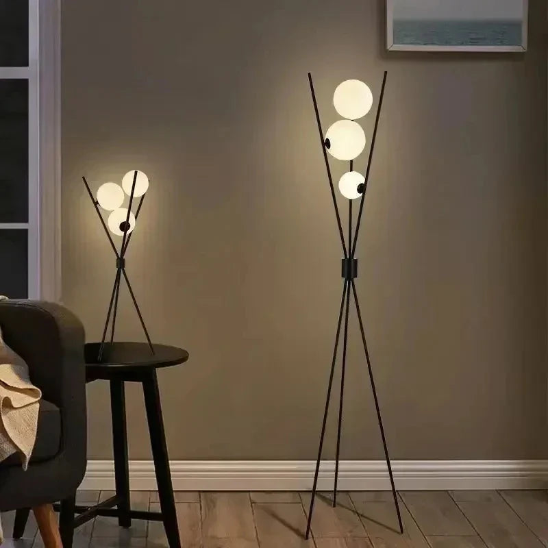 Tripod Moon Lamp with Frosted Glass Shade