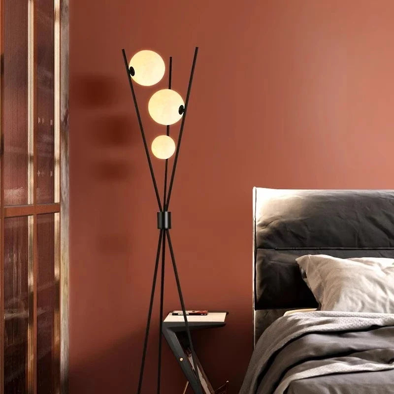 Tripod Moon Lamp with Frosted Glass Shade