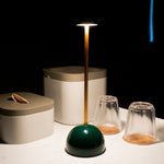 Brass-Colour and Green Rechargeable Touch Table Lamp