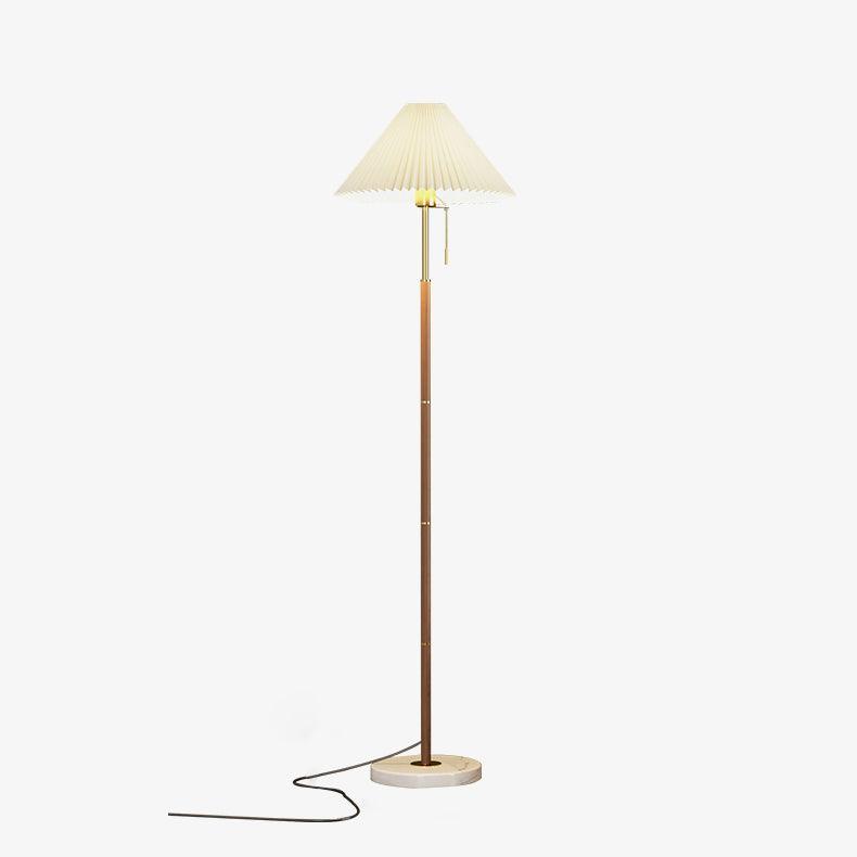 Vintage Pleated Floor Lamp with Marble Base | Modern Retro Standing Lamp