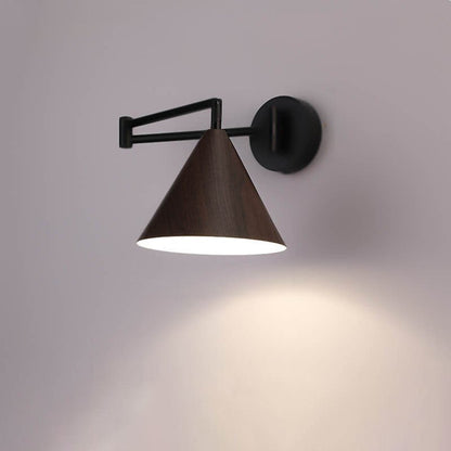 Wood Cone 1-Light Swing Arm Wall Sconce - Adjustable Design10