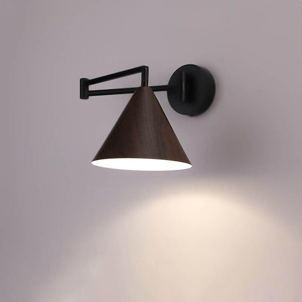 Wood Cone 1-Light Swing Arm Wall Sconce - Adjustable Design10