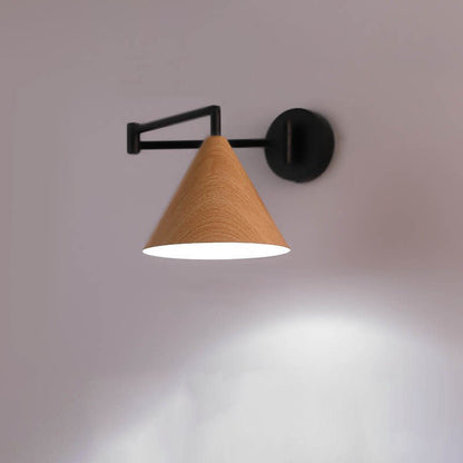 Wood Cone 1-Light Swing Arm Wall Sconce - Adjustable Design11