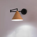 Wood Cone 1-Light Swing Arm Wall Sconce - Adjustable Design