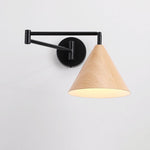 Wood Cone 1-Light Swing Arm Wall Sconce - Adjustable Design