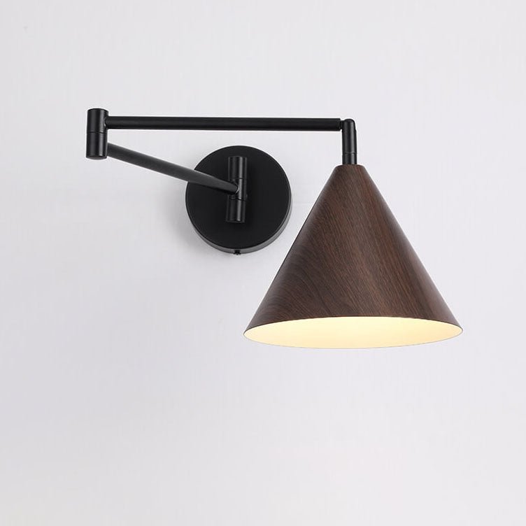 Wood Cone 1-Light Swing Arm Wall Sconce - Adjustable Design