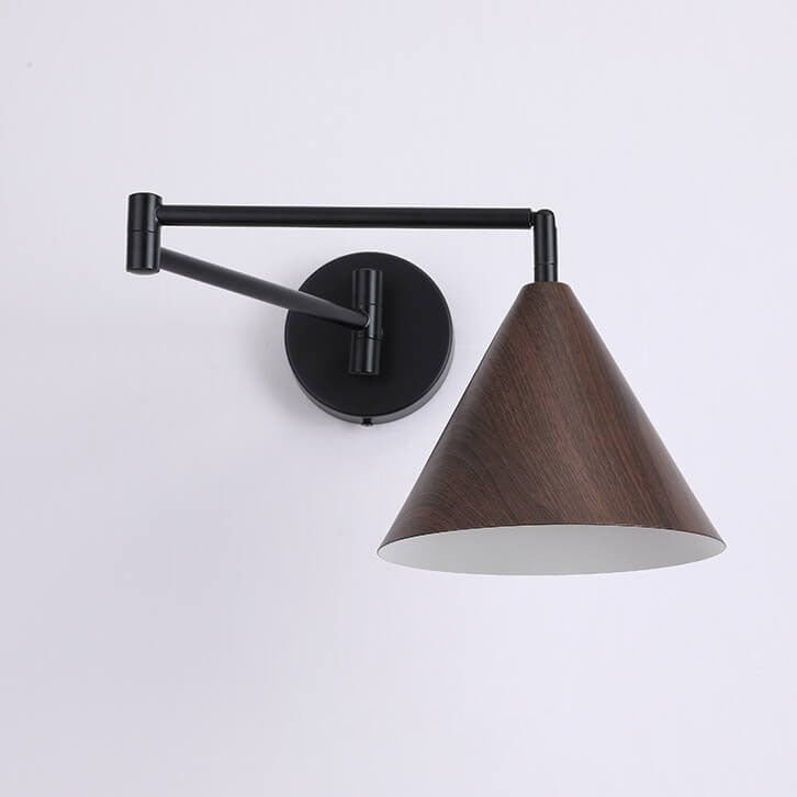 Wood Cone 1-Light Swing Arm Wall Sconce - Adjustable Design