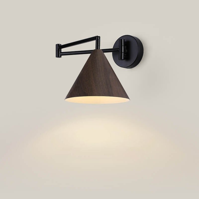 Wood Cone 1-Light Swing Arm Wall Sconce - Adjustable Design