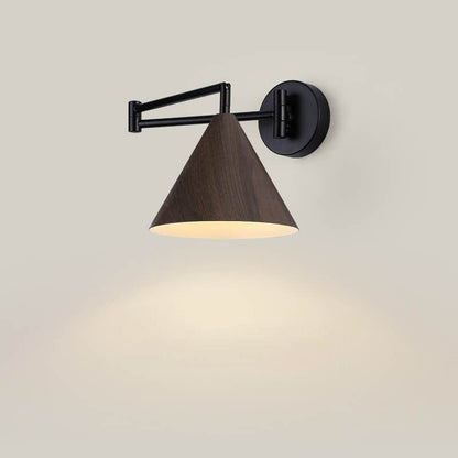 Wood Cone 1-Light Swing Arm Wall Sconce - Adjustable Design7