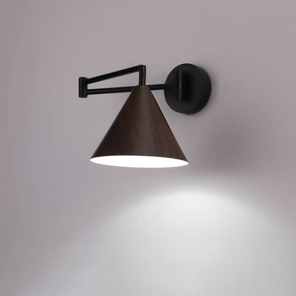 Wood Cone 1-Light Swing Arm Wall Sconce - Adjustable Design8