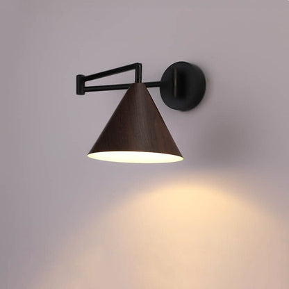 Wood Cone 1-Light Swing Arm Wall Sconce - Adjustable Design9