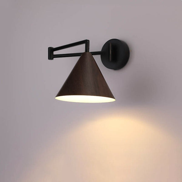 Wood Cone 1-Light Swing Arm Wall Sconce - Adjustable Design9