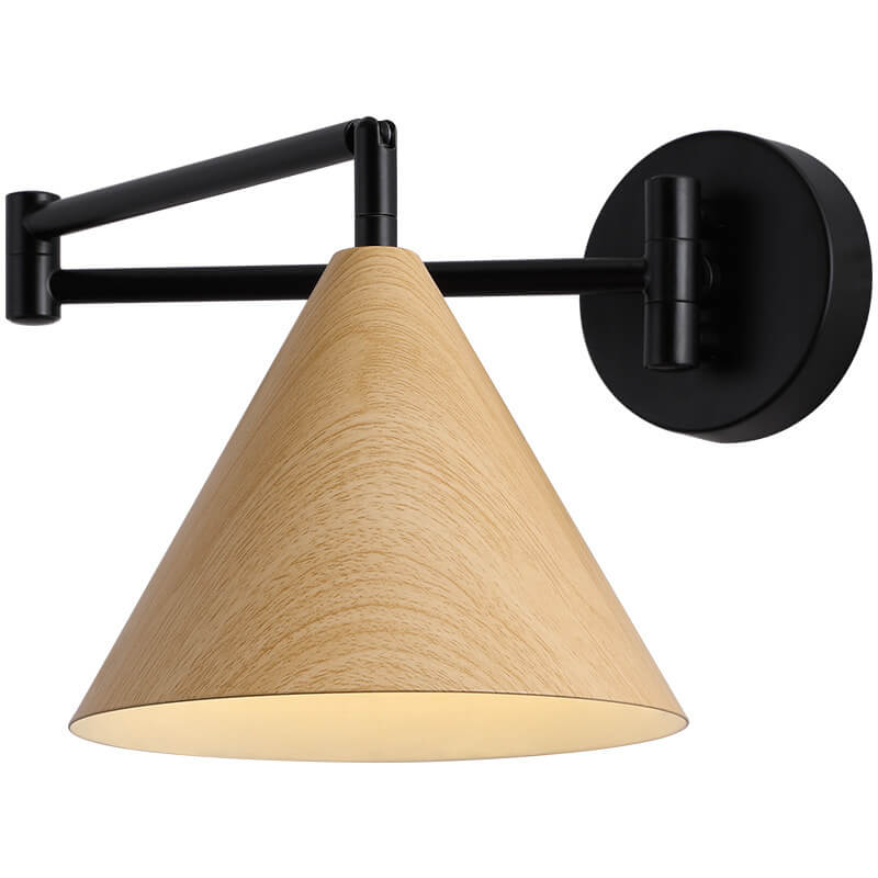 Wood Cone 1-Light Swing Arm Wall Sconce - Adjustable Design