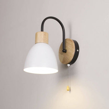 Wood Dome Wall Light with Pull Switch - Single Light Fixture14