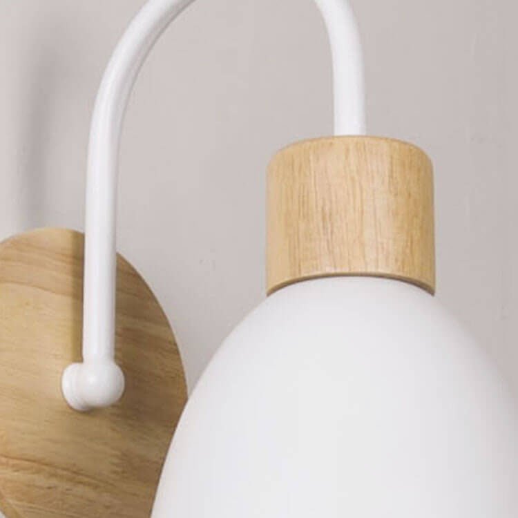 Wood Dome Wall Light with Pull Switch - Single Light Fixture