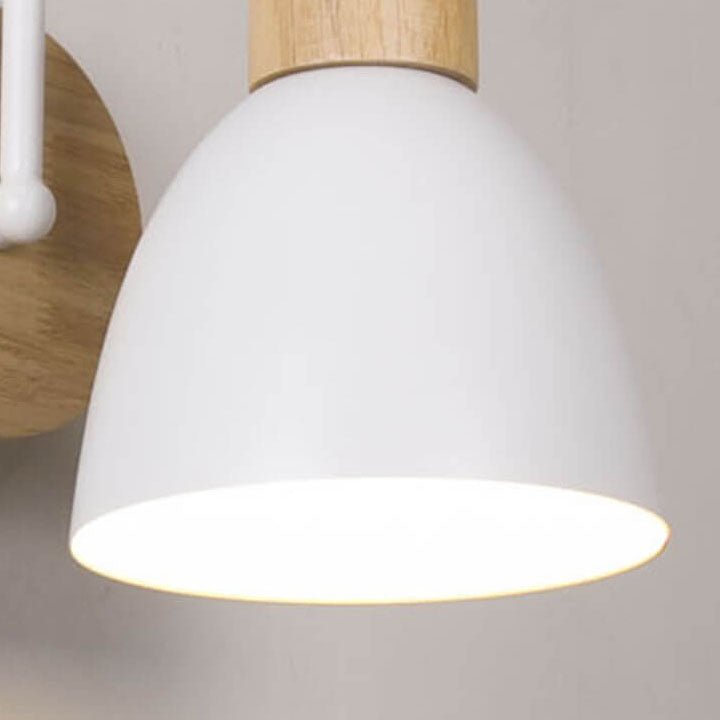 Wood Dome Wall Light with Pull Switch - Single Light Fixture