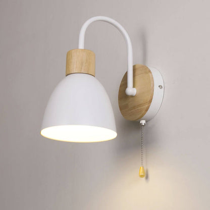 Wood Dome Wall Light with Pull Switch - Single Light Fixture7