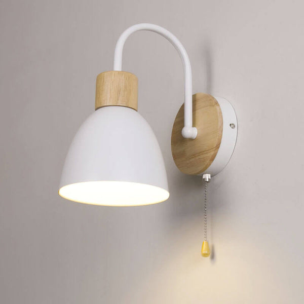 Wood Dome Wall Light with Pull Switch - Single Light Fixture7