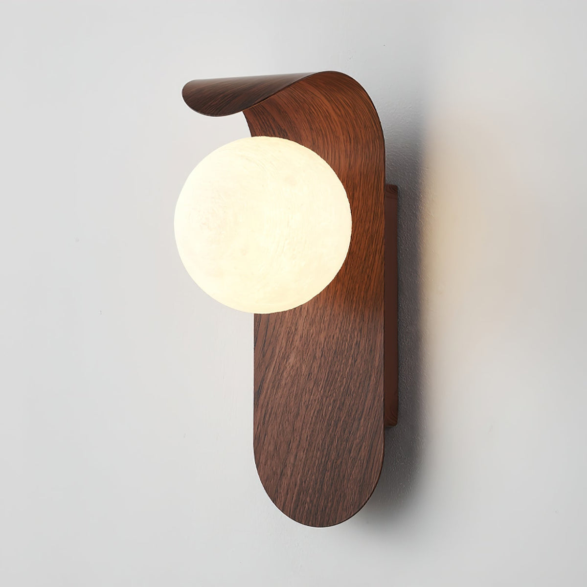 Wood-Effect Wall Light with Opal Glass Globe