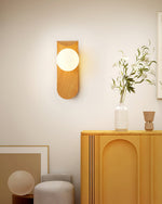 Wood-Effect Wall Light with Opal Glass Globe