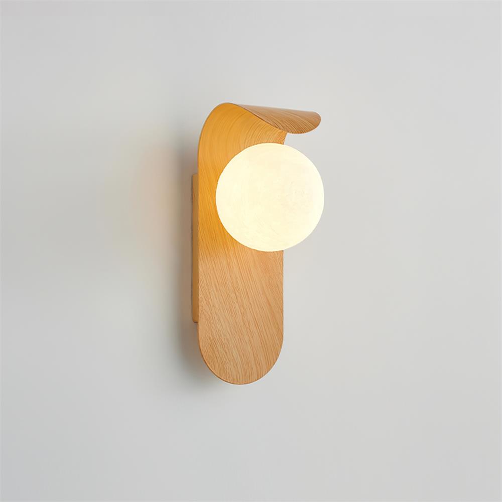 Wood-Effect Wall Light with Opal Glass Globe