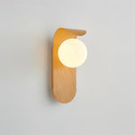 Wood-Effect Wall Light with Opal Glass Globe