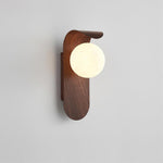 Wood-Effect Wall Light with Opal Glass Globe