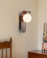 Wood-Effect Wall Light with Opal Glass Globe