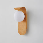 Wood-Effect Wall Light with Opal Glass Globe