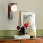 Wood-Effect Wall Light with Opal Glass Globe