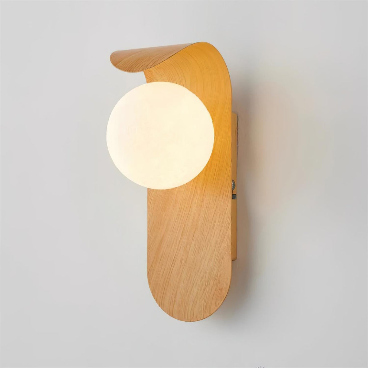 Wood-Effect Wall Light with Opal Glass Globe