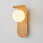 Wood-Effect Wall Light with Opal Glass Globe