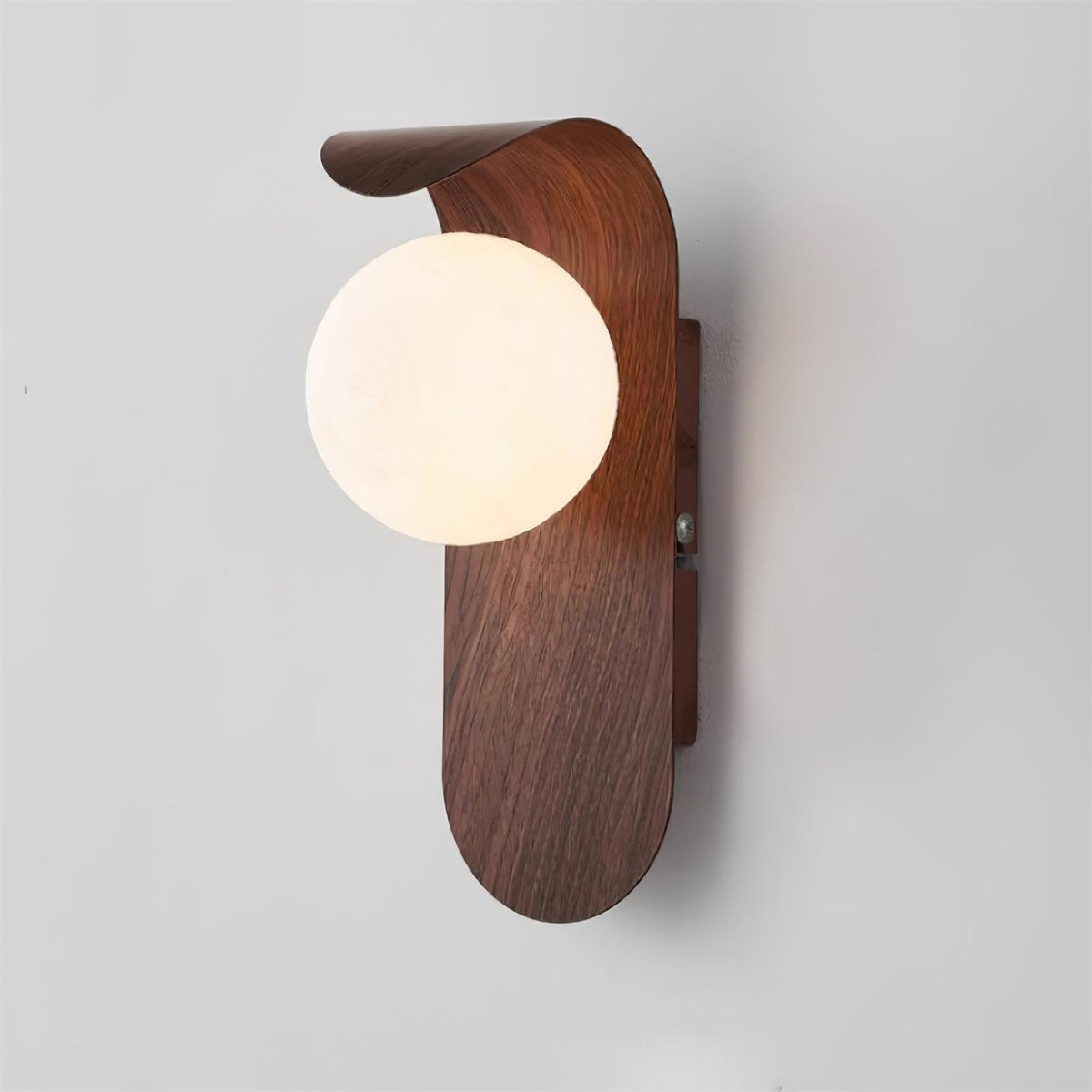 Wood-Effect Wall Light with Opal Glass Globe