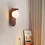 Wood-Effect Wall Light with Opal Glass Globe