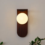 Wood-Effect Wall Light with Opal Glass Globe
