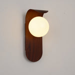 Wood-Effect Wall Light with Opal Glass Globe