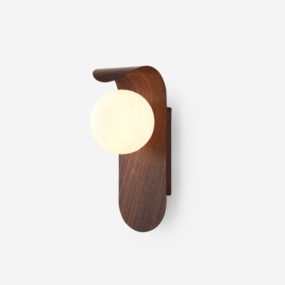 Wood-Effect Wall Light with Opal Glass Globe