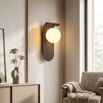 Wood Globe Wall Sconce - LED 1-Light Fixture in Scandinavian Style