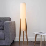 Wood Tripod Floor Lamp with Fabric Shade